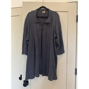 URU 100% Silk Textured Long Cardigan Top 3/4 Sleeve Dark Gray Rose XL 1 X Womens